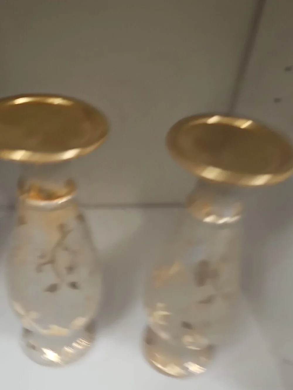 Ceramic Gold And Gray Accent Decorative Candle Holders - Set of 2 Brand New 9